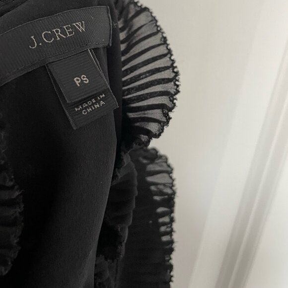 J.Crew Lace Ruffle Blouse with Button details - Black, Size SP - Picture 5 of 6